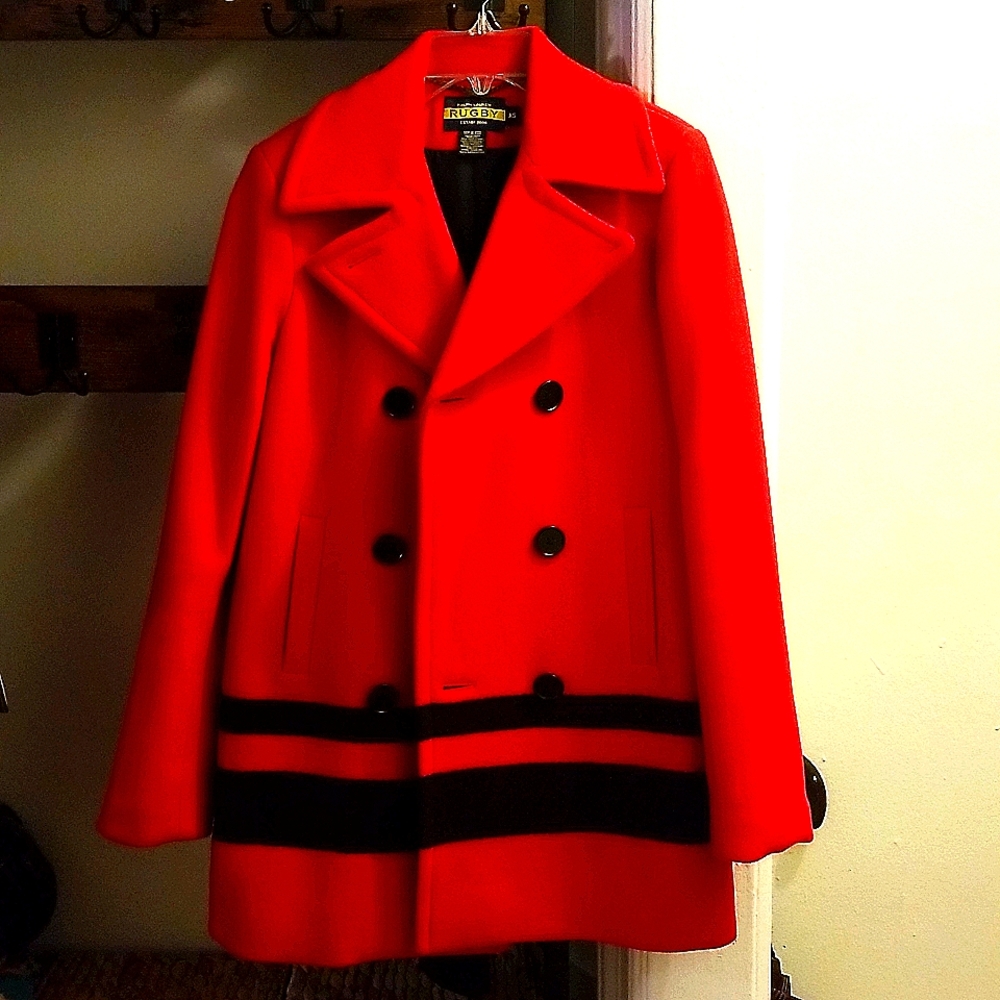Ralph Lauren Rugby Red Peacoat, XS